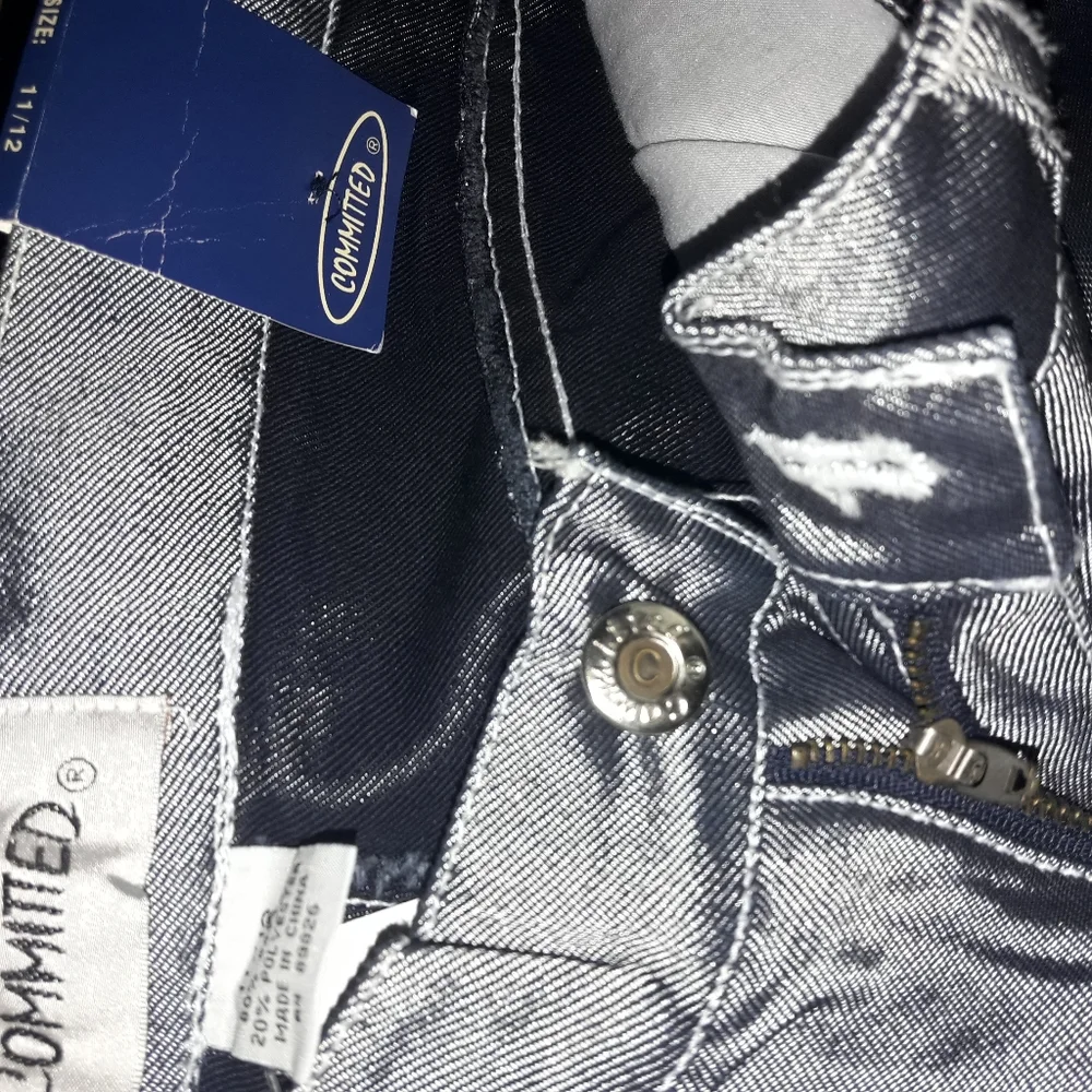 NEW Sterling Silver Jeans Metallic Denim Metal Disco Cropped Pant 12 - Picture 12 of 14